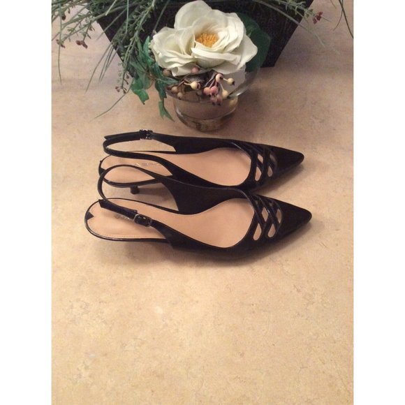 VIA SPIGA CUCIO Black Patent Leather Slingback Kitten Loafer US7.5 EUC! $279 - Picture 4 of 9